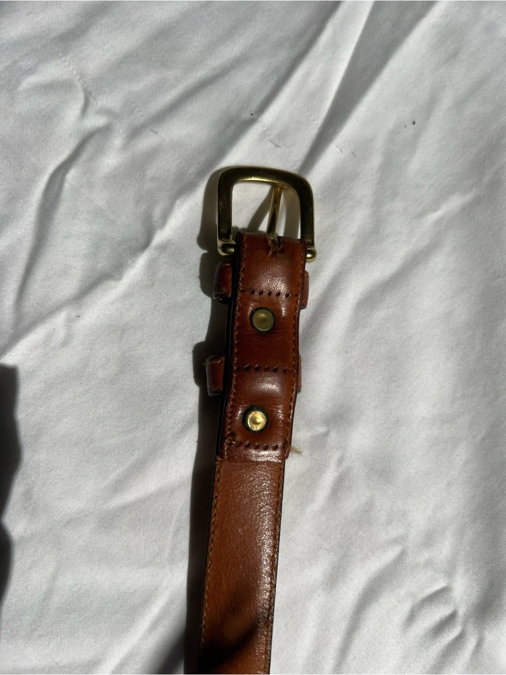 Vintage 90s J CREW brown glove tanned belt Italian leather made in USA brass